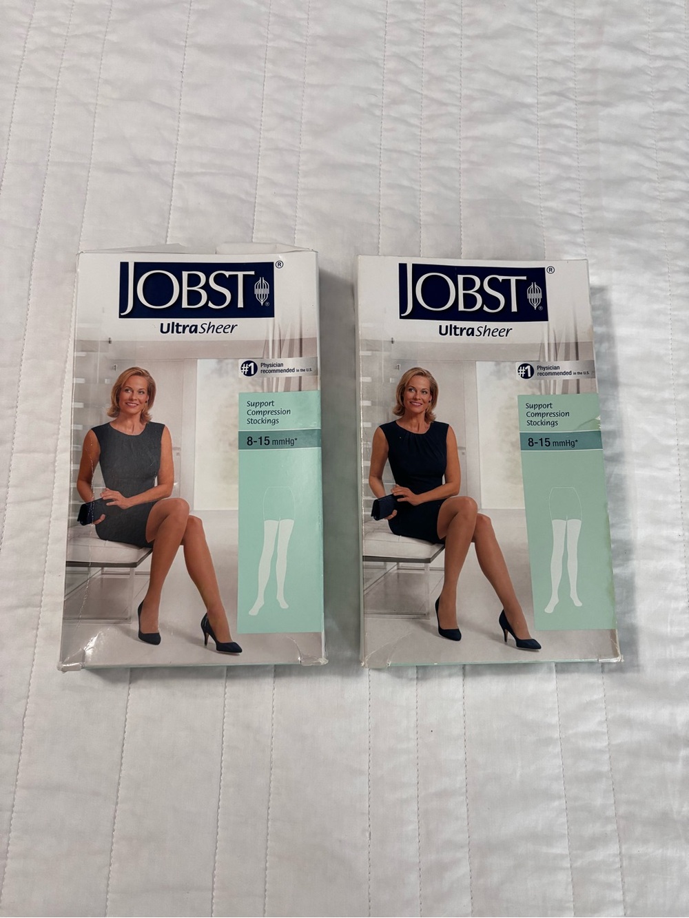 2 Pack JOBST UltraSheer 8-15 mmHg Closed Toe Support Stockings, Thigh High
